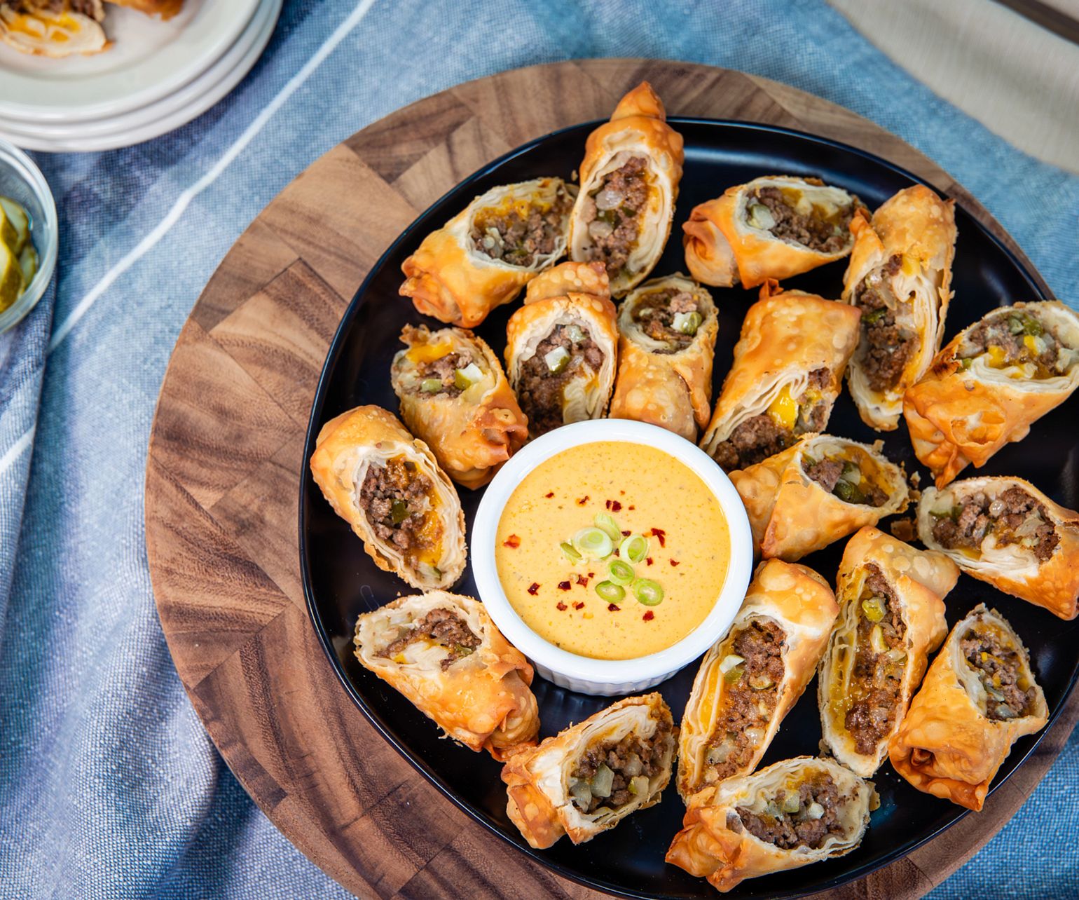 Cheeseburger and Grillo’s Pickles® Eggroll